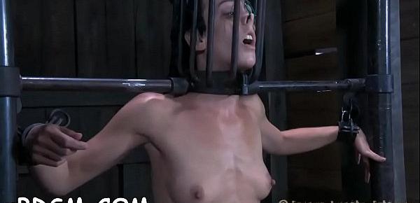  Bondman has to wear a metal cage helmet  during muff torturing
